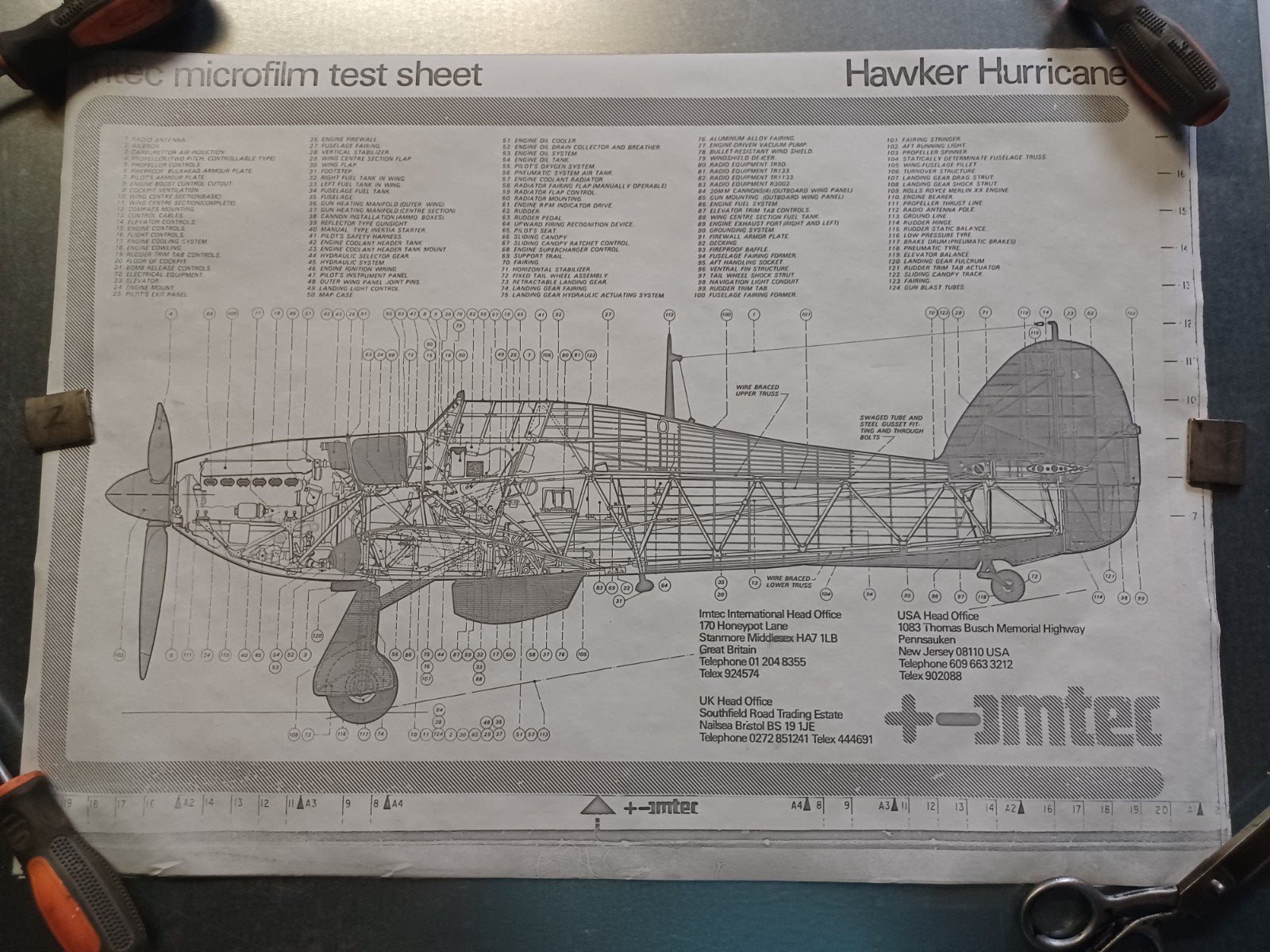 Hawker Hurricane Microfilm Test Sheet - Technisch Schema, Ophalen of Verzenden, Gelezen, Overige onderwerpen, Amtec