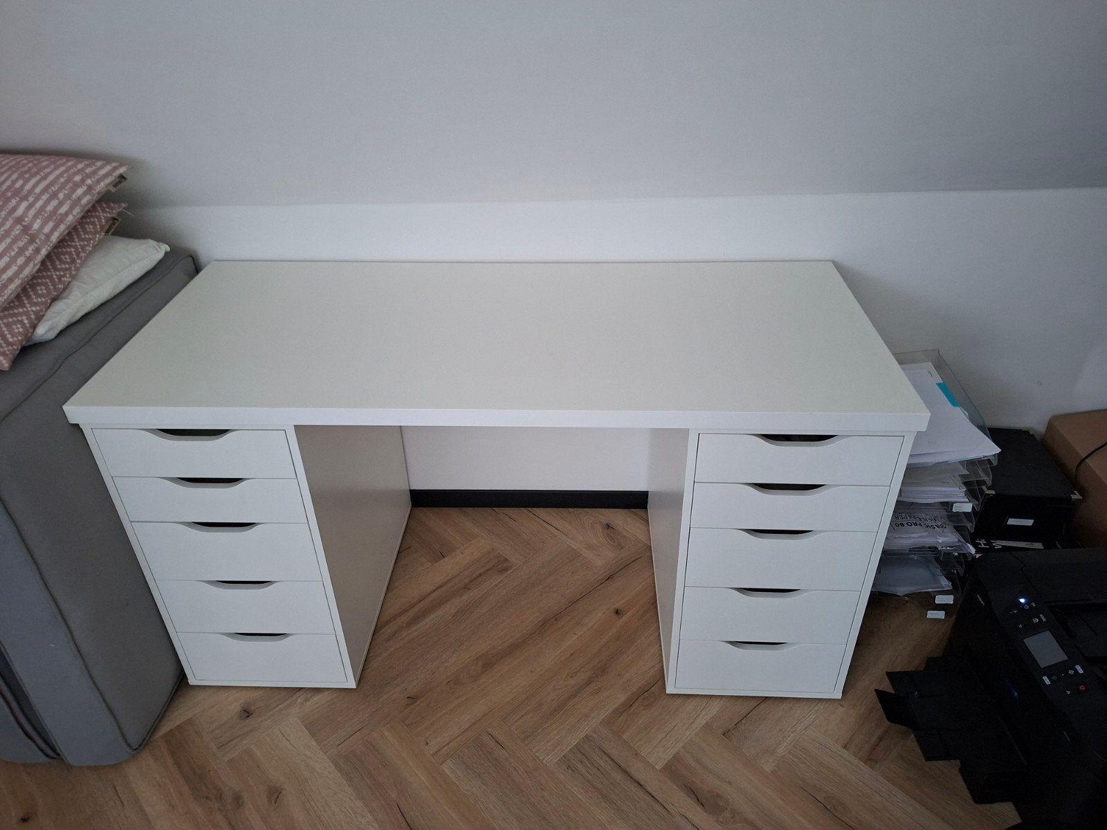 Wit bureau met lades - Ideaal voor thuiswerkplek, Ophalen, Gebruikt, Spaanplaat of MDF, Overige merken