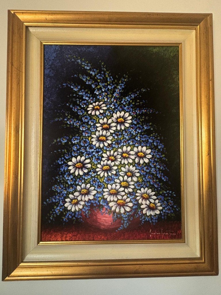 Gian Piero Gualco – FIORI – 50 x 70 - 1987, Doek, Impressionistisch, Olieverf, Origineel werk