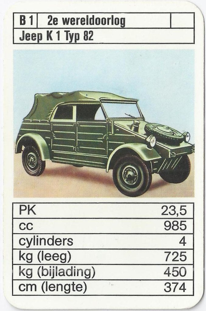 Kw2706 autokaartje jeep k 1 typ 82s, Ophalen of Verzenden, Zo goed als nieuw, Auto's