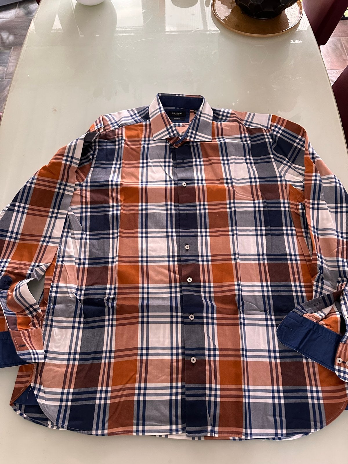 Giordano Geruit Overhemd Modern Fit XXL, Kleding | Heren, Overhemden, Ophalen of Verzenden, Zo goed als nieuw, Meerkleurig, Overige halswijdtes