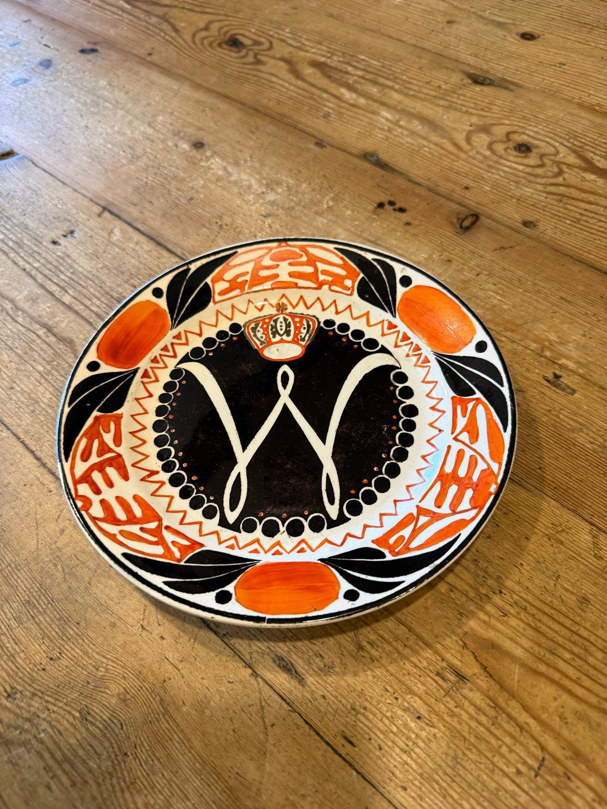 Antiek Herdenkingsbord Wilhelmina 1898 - Petrus Regout, Verzenden, Gebruikt, Nederland, Servies