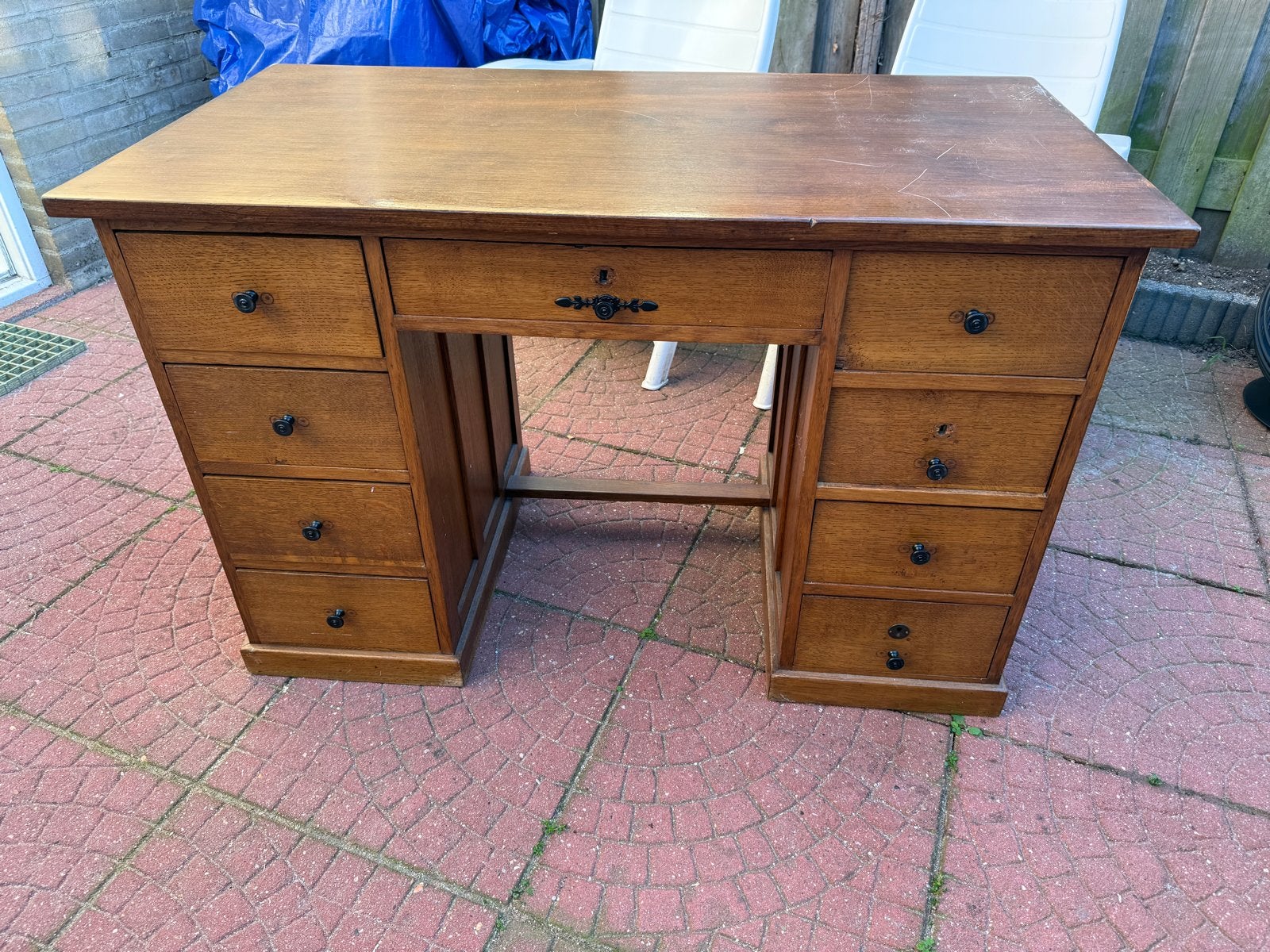 Vintage eiken bureau - Opknapper, Antiek en Kunst, Ophalen