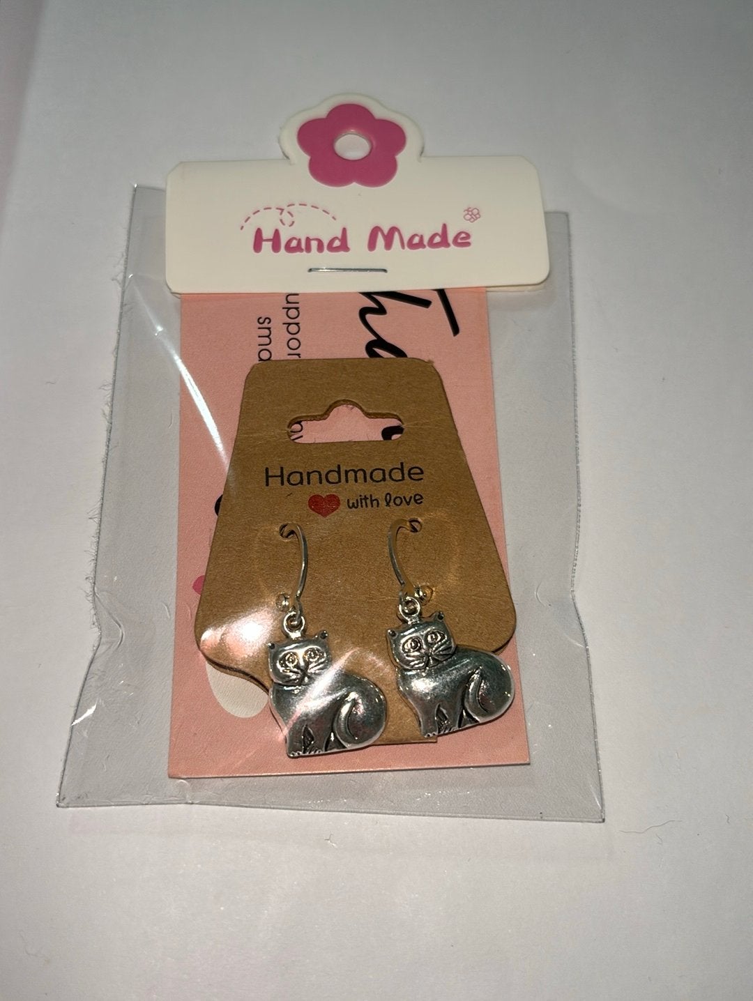Oorbellen kat zilver, Overige materialen, Hangers, Nieuw, Ophalen of Verzenden