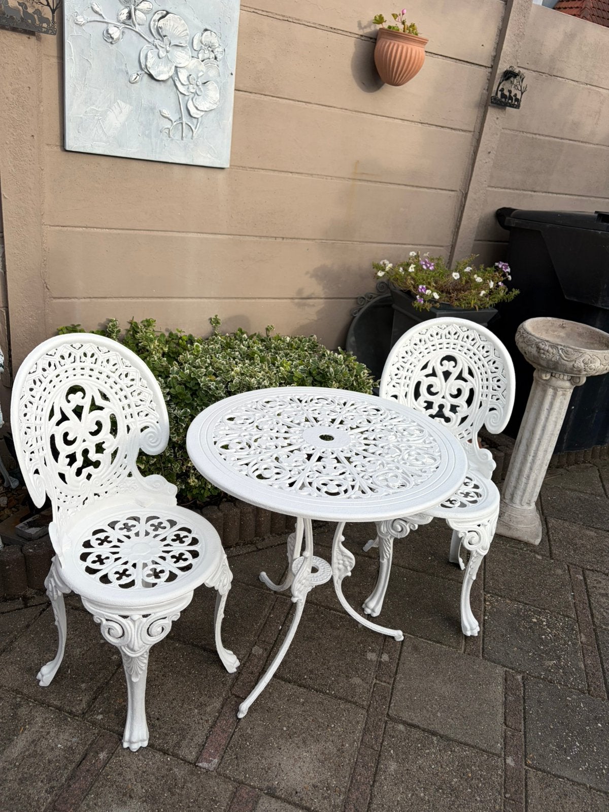 Victoriaanse stijl terras bistroset van gietijzer 🌸☀️, Tuin en Terras, Ophalen, Zo goed als nieuw, Overige materialen, 2 zitplaatsen