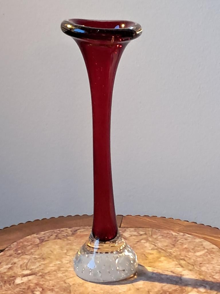Rood en helderkleurige spijkerglazen siervaas, Ophalen of Verzenden