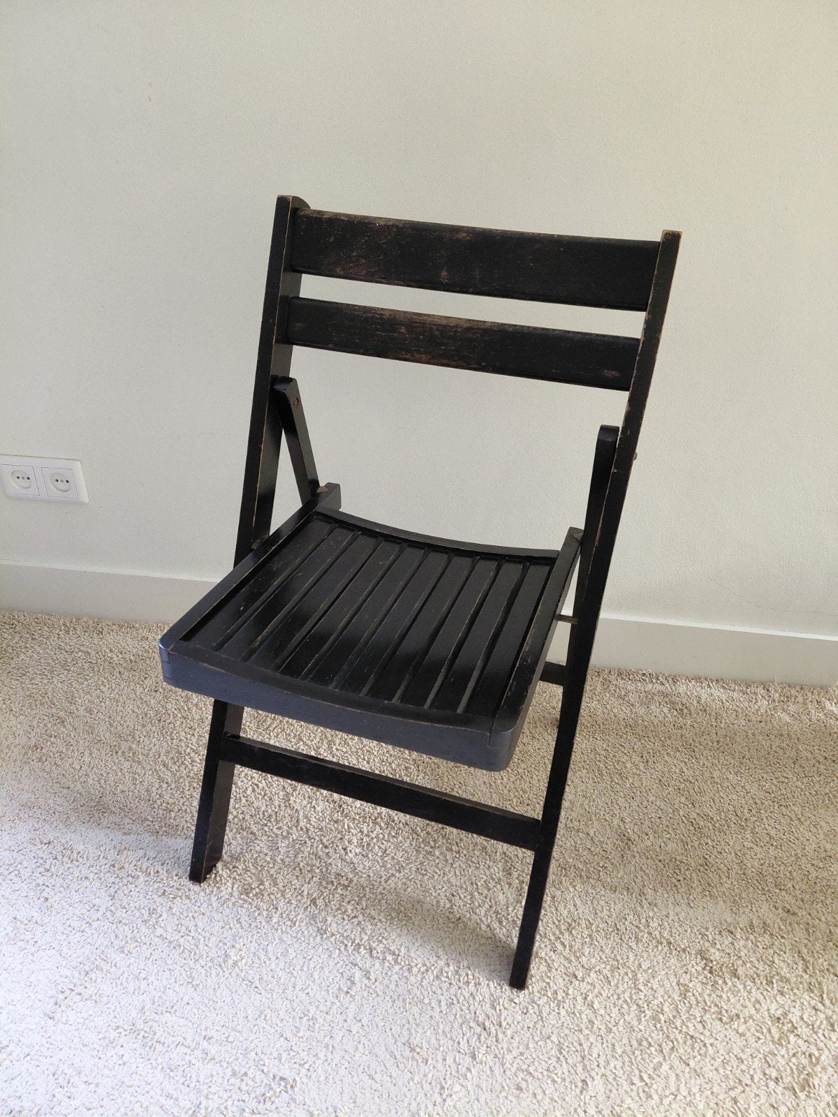 Vintage retro zwarte houten klapstoel Ikea jaren 70, Ophalen, Gebruikt, Zwart, Eén