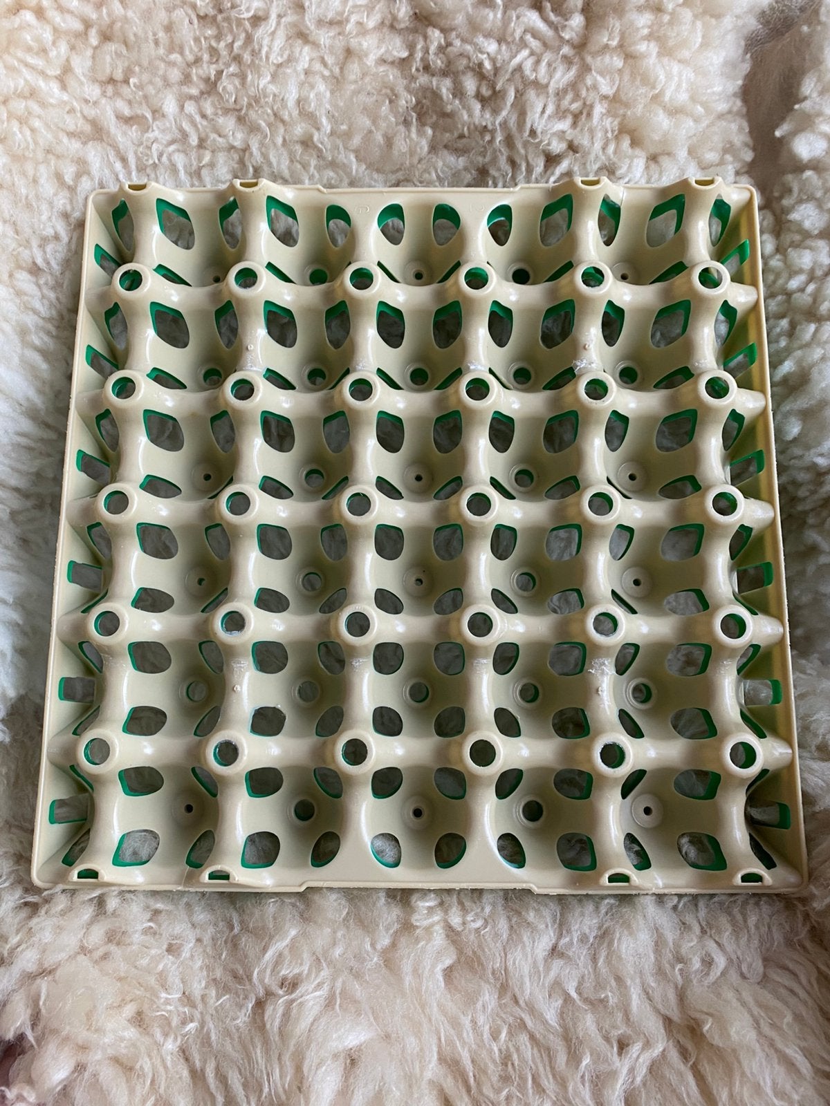 Vintage eiertray’s groen en creme jaren ‘70, Kunststof, Ophalen of Verzenden, Zo goed als nieuw, Groen