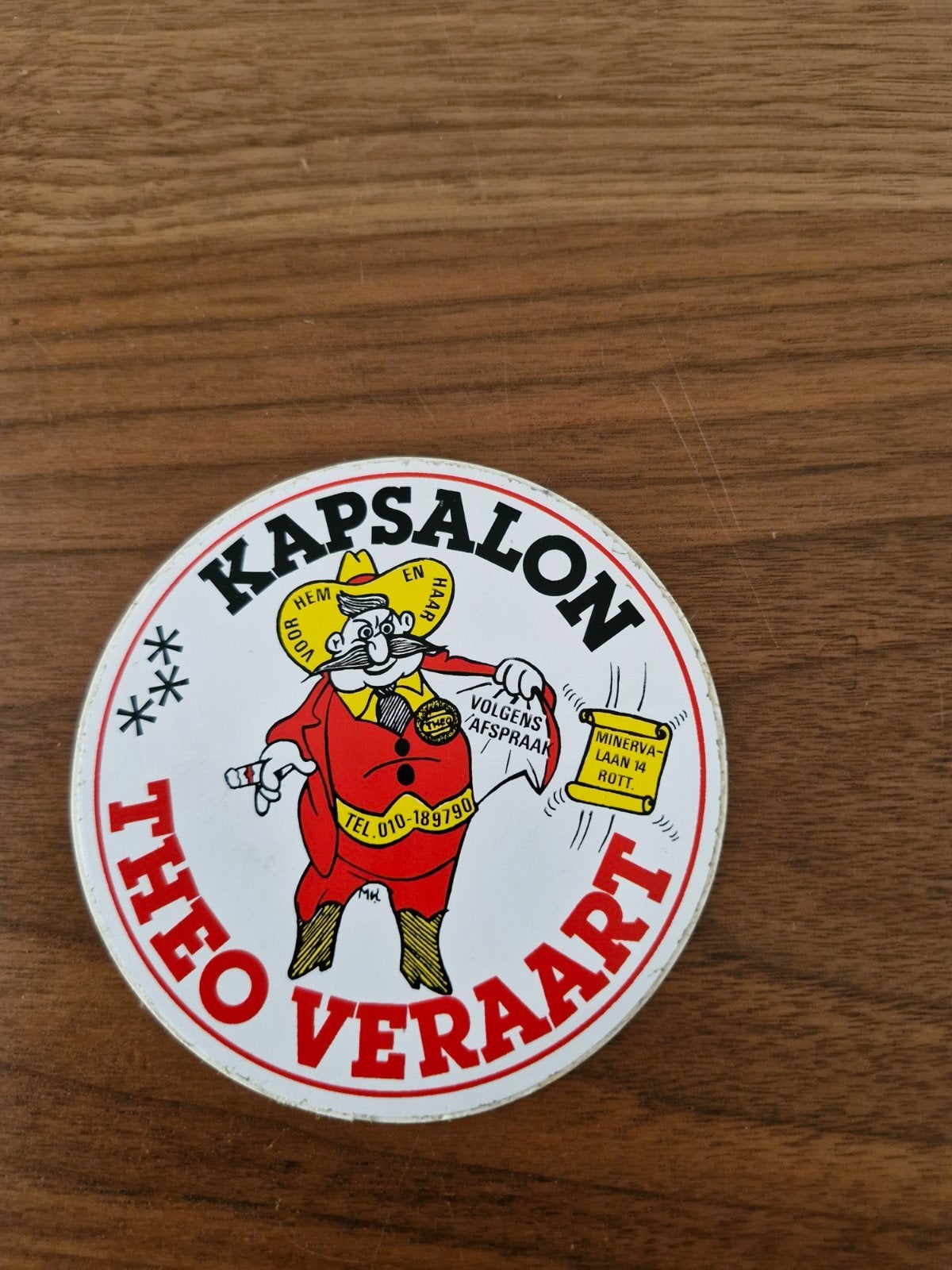 502 Vintage Kapsalon Theo Veraart Sticker - Rotterdam, Ophalen of Verzenden, Gebruikt, Overige typen