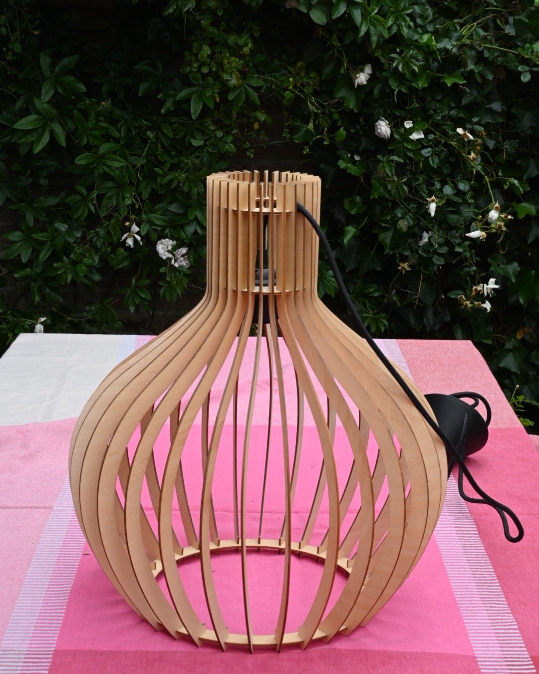 Houten hanglamp - Modern design, Ophalen of Verzenden, Zo goed als nieuw, Hout, Minder dan 50 cm