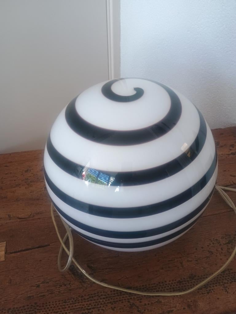 Vintage ILU di Vitro Swirl tafellamp - Zebra lamp, Ophalen of Verzenden, Gebruikt, Glas, Minder dan 50 cm