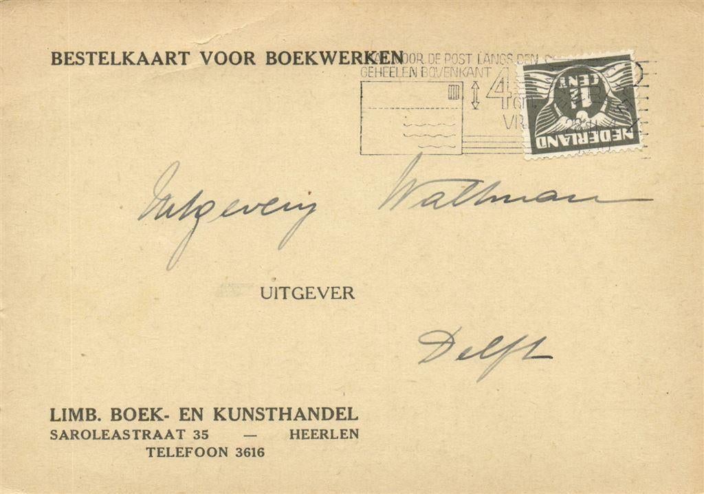 Limb. Boek- en Kunsthandel, Heerlen - 02.1940 - bestelkaart, Postzegels en Munten, Brieven en Enveloppen | Nederland, Briefkaart