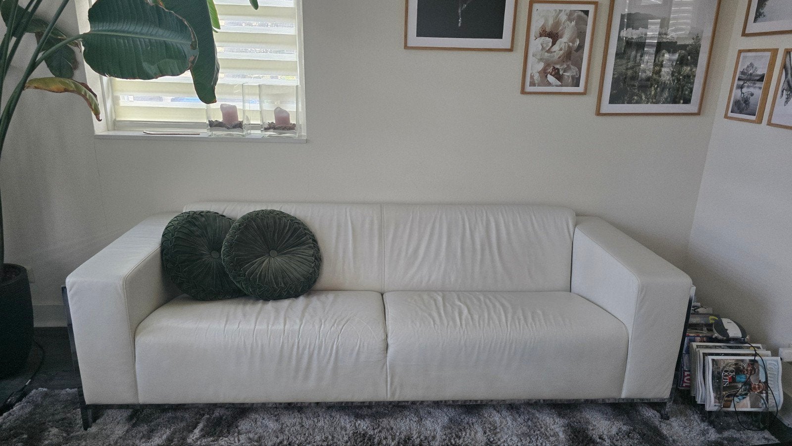 Montel Design 3-zitsbank van runderleer met chromen frame, Ophalen, Modern design, Gebruikt, Driepersoons