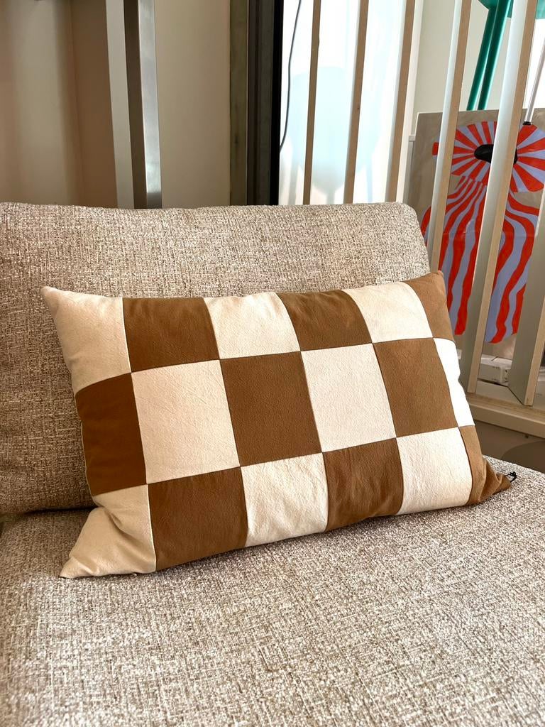 Ferm Living - Kussen Fold Patchwork, Huis en Inrichting, Woonaccessoires | Kussens, Verzenden, Beige, Nieuw, Kuglegårdsvej 1-5, Kopenhagen