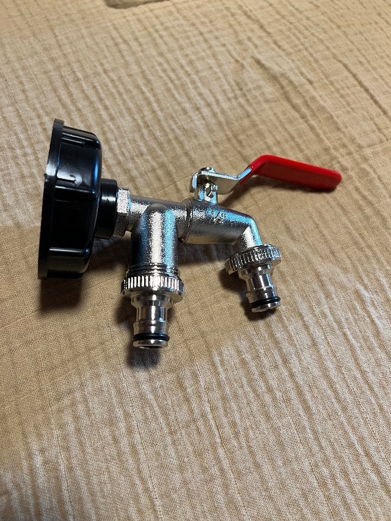 Dubbele kraan voor IBC  vat -S60 (“2” ) naar 16mm (“1/2”), Ophalen of Verzenden, Nieuw