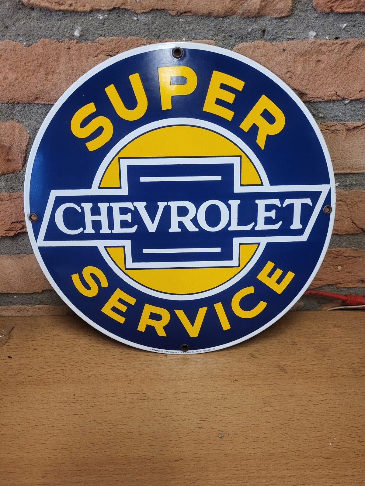 Vintage Chevrolet Service Emaille Reclamebord, Ophalen of Verzenden, Gebruikt