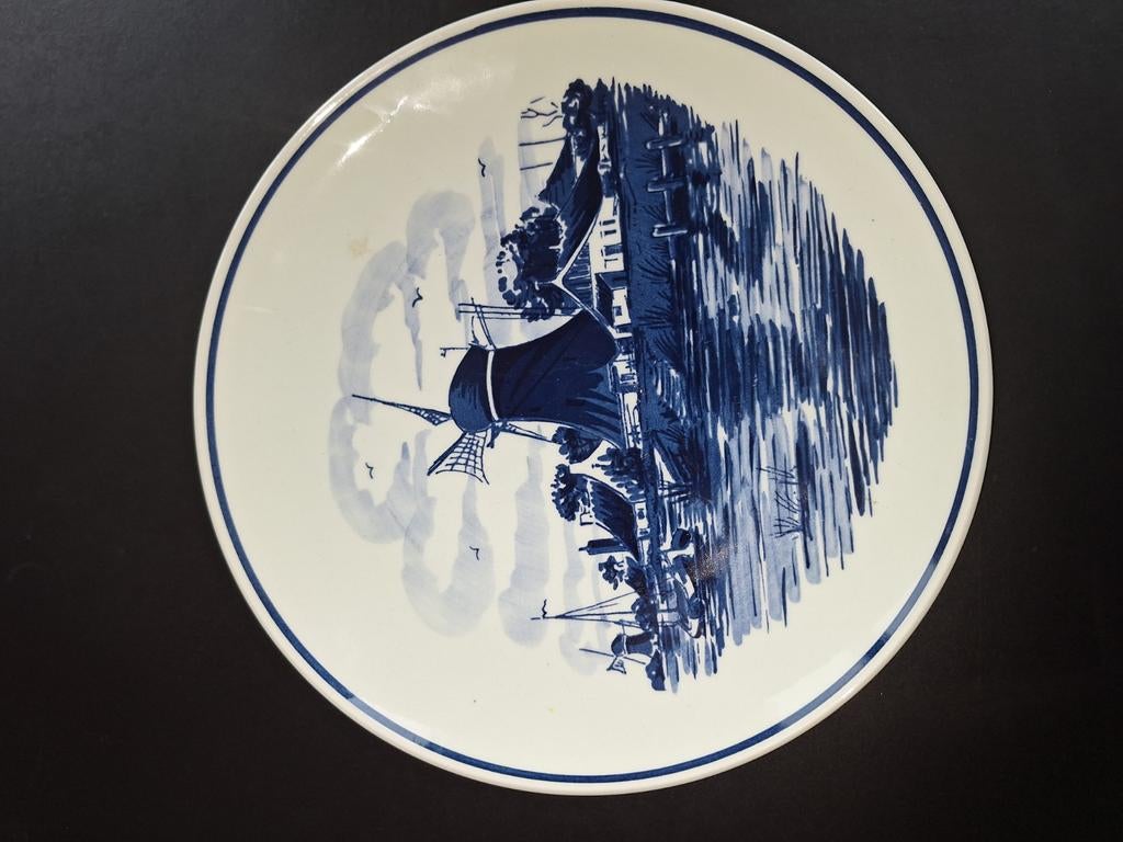 Ronde Delfts Blauwe schaal met Hollandse molens, Ophalen of Verzenden