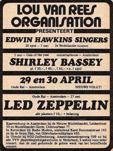 gezocht LED ZEPPELIN in Nederland ticket, foto's, flyer enz, Ophalen of Verzenden, Foto of Kaart
