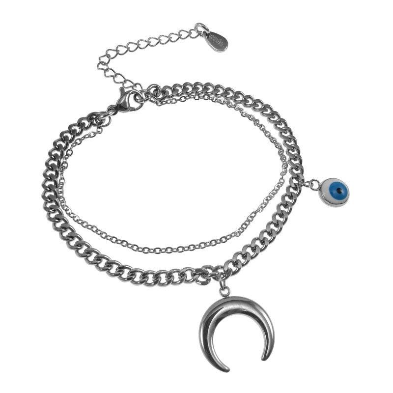 15cm tot 19cm Gelaagde Dubbele Armband Dames Gepolijst RVS, Staal, Birgitta-Gracht 33, 6465 EL Kerkrade, Nederland, Verzenden