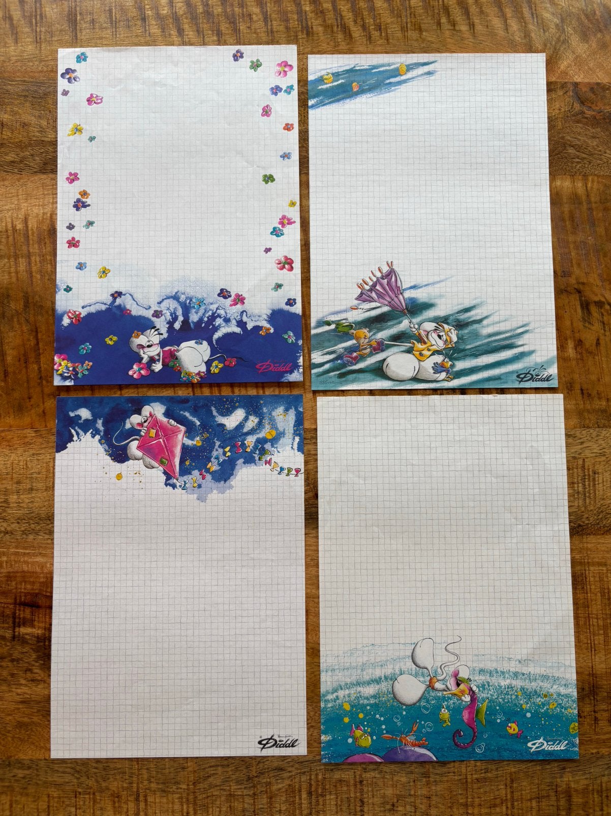 Diddl zeldzame A4 blaadjes wit jaren 90, Verzamelen, Diddl, Verzenden, Diddl, Zo goed als nieuw, Papier, Kaart of Schrift