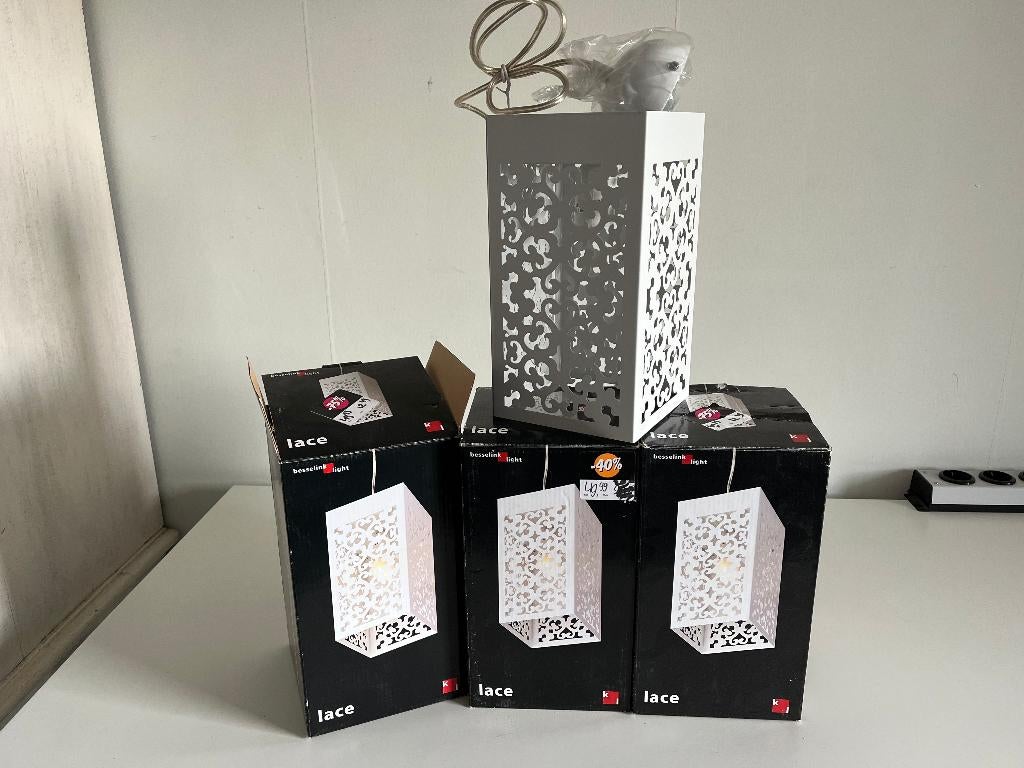 Besselink Light Lace 3x pendelhanglamp wit metaal (nieuw), Nieuw, Ophalen of Verzenden, Metaal, Modern