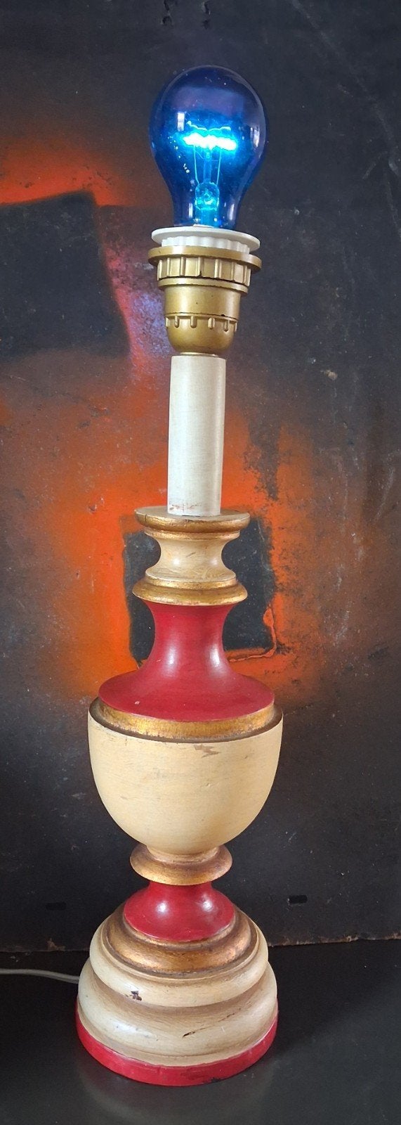 Tafellampvoet.  Mid-century. Hout.  Italië? 45 cm., Ophalen, Overige typen, Handgemaakt, Overige merken