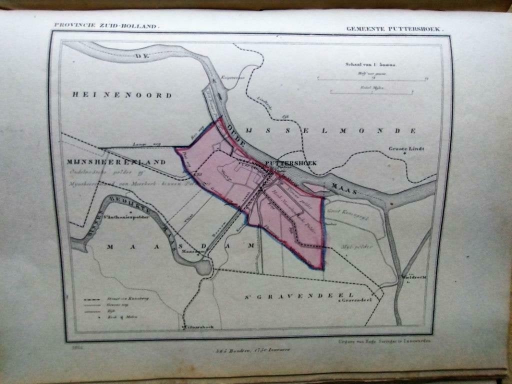 148 / Putterhoek/ De Oude Maas Litho 1866 Kuyper ZH, Ophalen of Verzenden