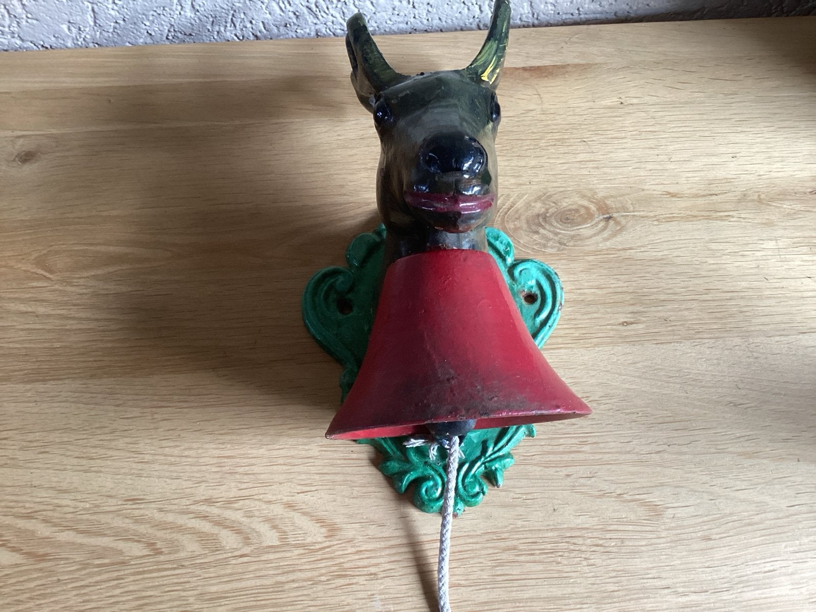 Vintage Deurbel Hert Hoofd - Gietijzeren Wandbel, Ophalen of Verzenden