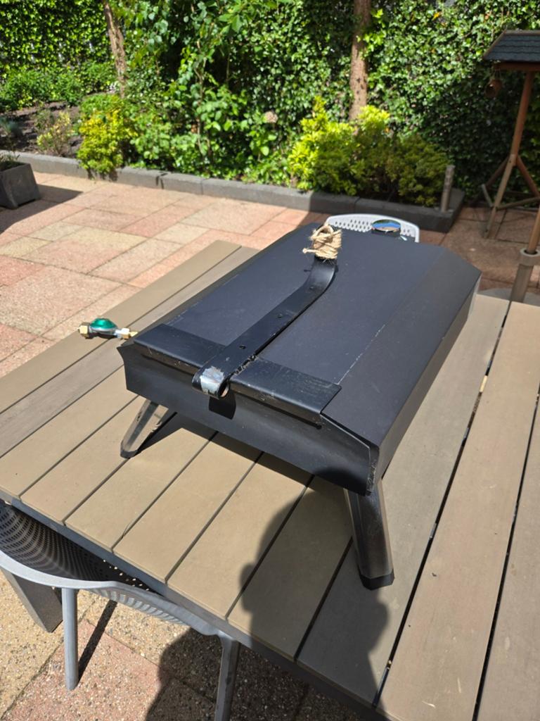 Gas pizza oven met zelfgemaakt deurtje, Tuin en Terras, Pizzaovens, Ophalen of Verzenden, Zo goed als nieuw, Hornbach