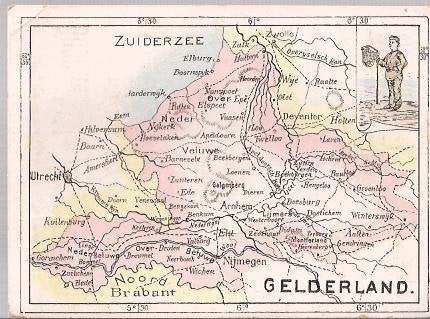 Gelderland" Provincie.Kaartje uitg. Groenendraak.Middelburg, Antiek en Kunst, Cartografie, Ophalen of Verzenden, 8 cm, Met tekst
