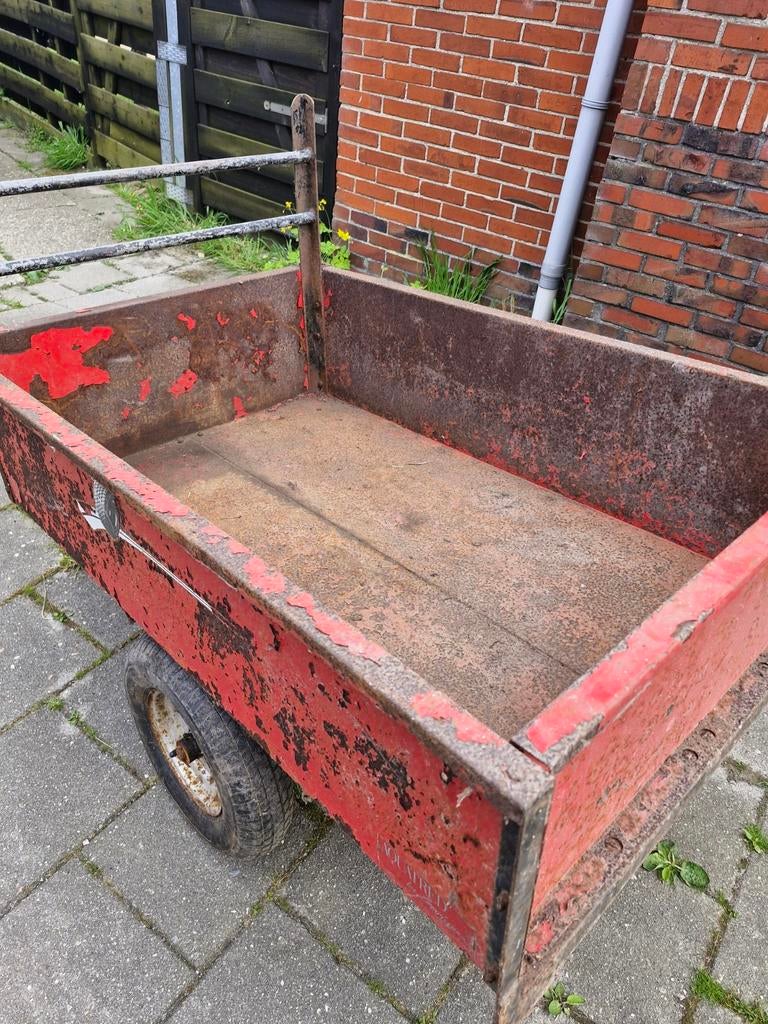 Karretje met kiepfunctie voor zitmaaier - L124xB84xH30cm, Ophalen, Gebruikt