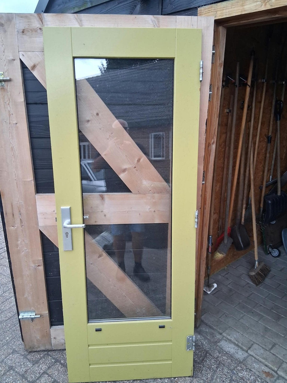 houten buitendeur met slot, Ophalen, Gebruikt, Buitendeur, 200 tot 215 cm