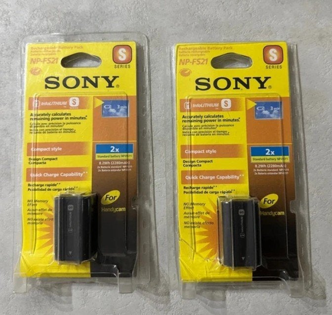 2 Sony NP-FS21 Accu, Nieuw, Origineel, Dubbele Capaciteit!, Ophalen of Verzenden, Sony, 20x of meer, Overige typen
