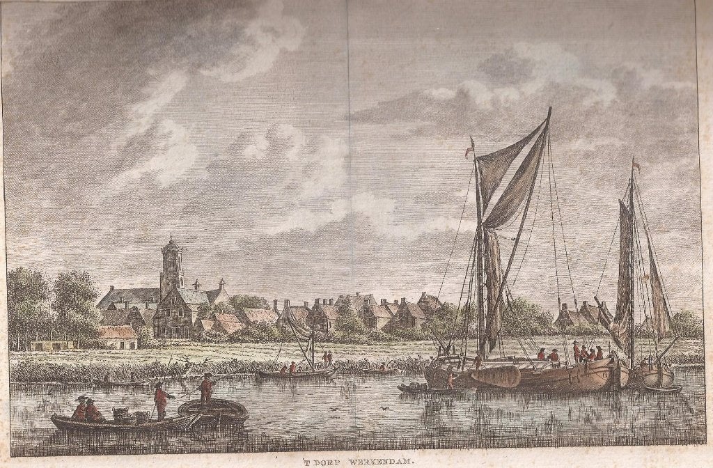 T Dorp Werkendam. Kopergravure K.F. Bendorp 1793, Stadsgezicht, 23 cm, Ophalen of Verzenden, Gravure