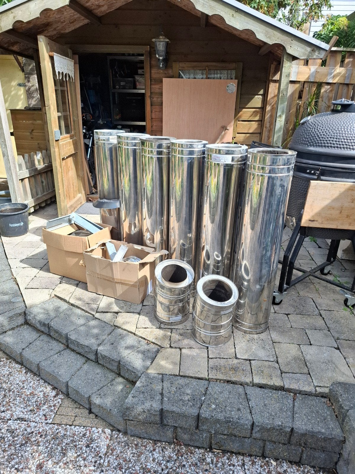 Isoduct dubbelwandige RVS rookkanaal delen (150mm), Doe-het-zelf en Verbouw, Verwarming en Radiatoren, Ophalen, Kachel, Zo goed als nieuw