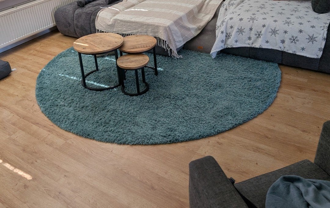 Rond Vloerkleed - Shaggy, blauw 240cm, Huis en Inrichting, Ophalen, Modern, Comfortabel, Rond, 200 cm of meer