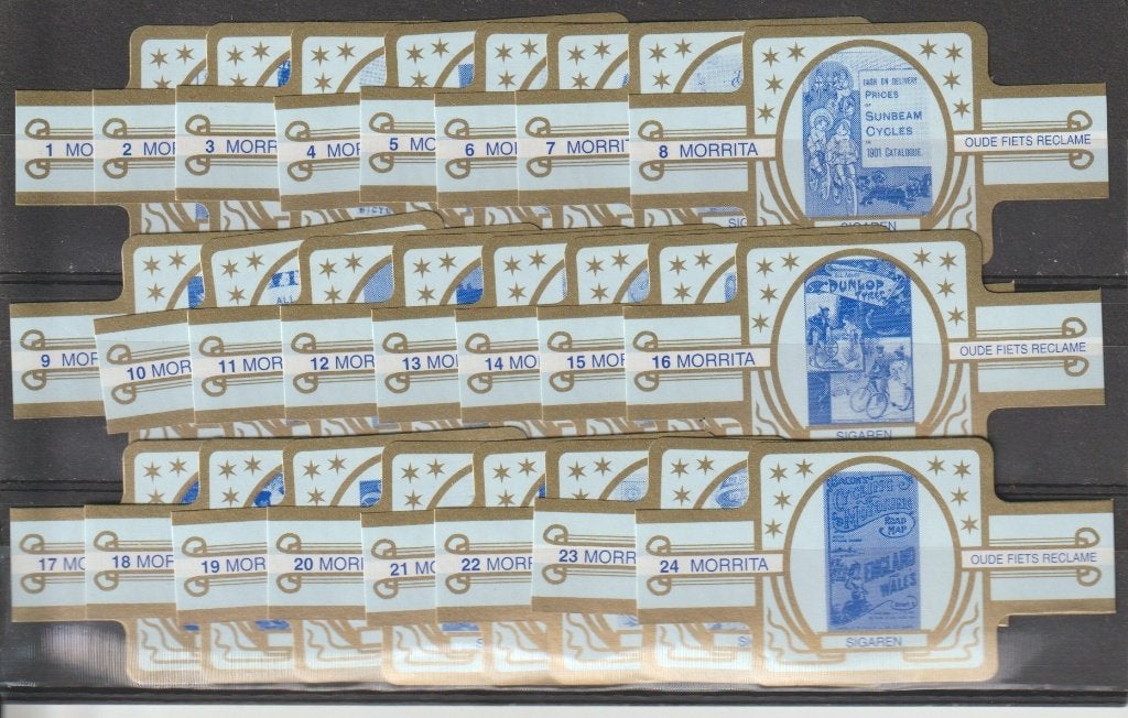 reeks 233   reclamen   1-24 sigarenbanden, Ophalen of Verzenden, Zo goed als nieuw, Sigarenbandjes