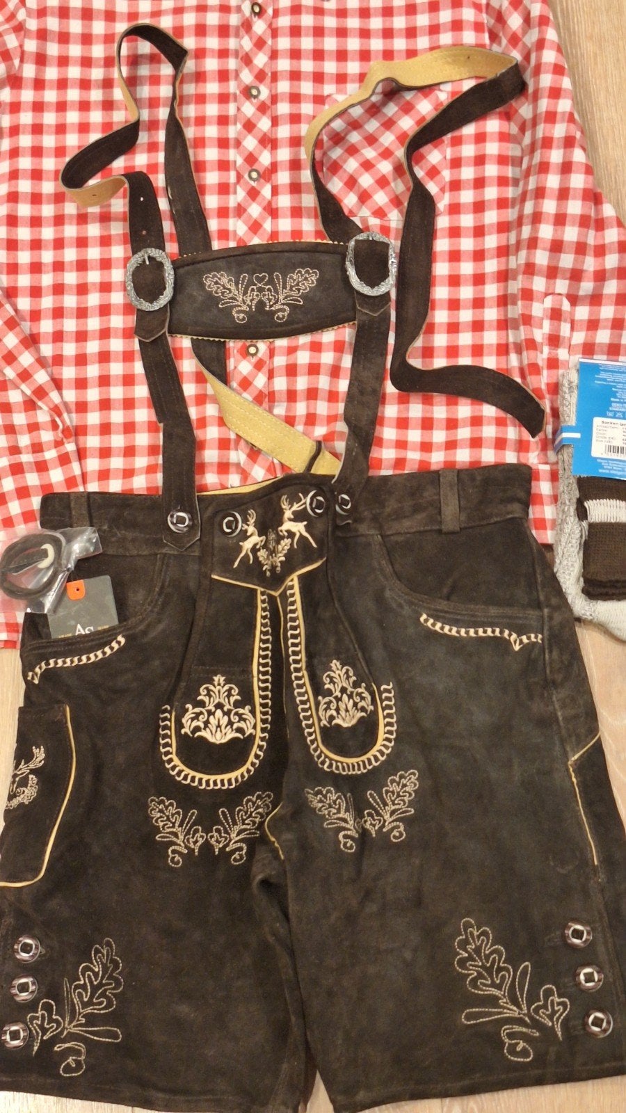 Lederhose 52 overhemd kousen Tiroler, Kleding | Heren, Carnavalskleding en Feestkleding, Ophalen of Verzenden, Maat 52/54 (L)