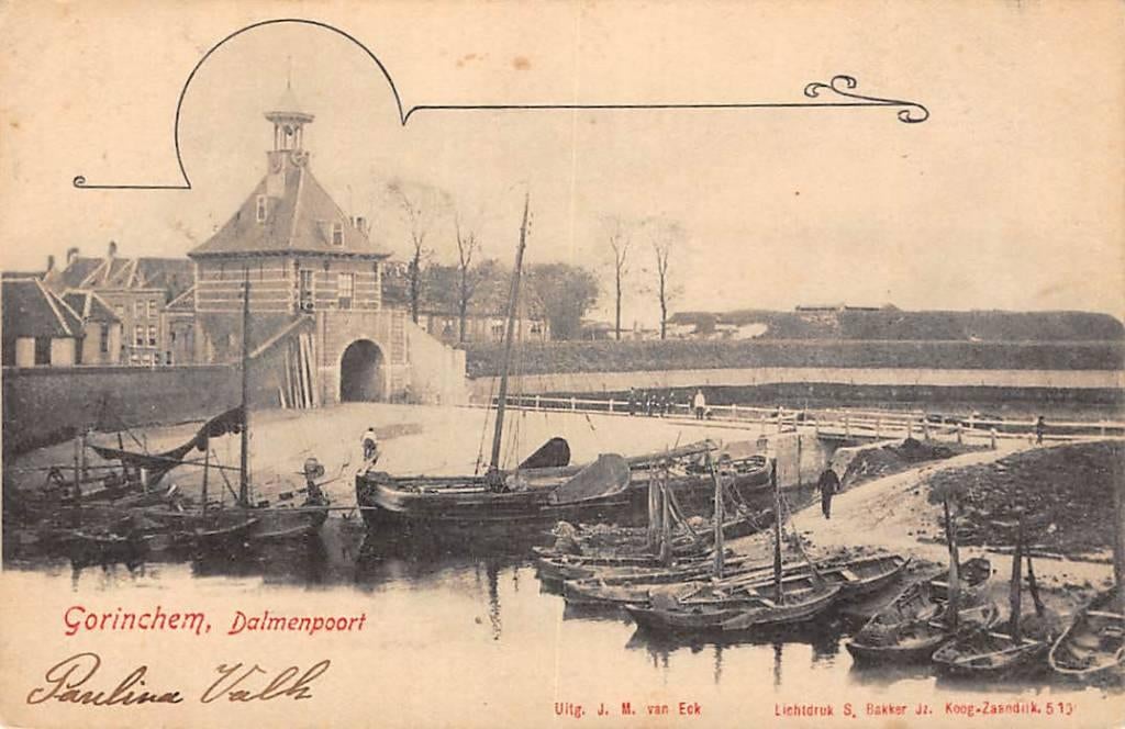 Gorinchem Dalmenpoort Binnenvaart schepen vissers bootjes, Verzenden, Voor 1920, Gelopen, Zuid-Holland