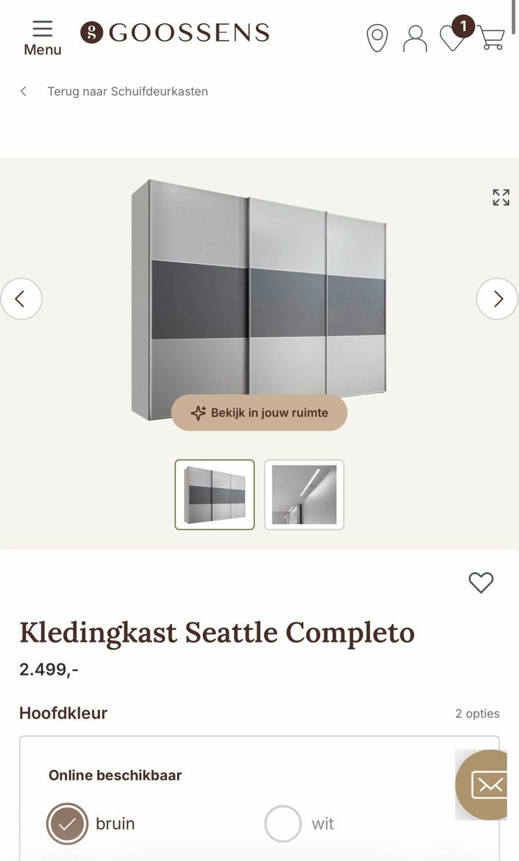 Prachtige Goossens kledingkast – nieuwstaat, Ophalen, Nieuw, 50 tot 75 cm, 200 cm of meer