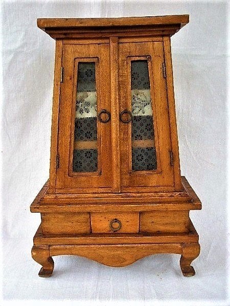 Antiek Eiken Poppenkabinet, Miniatuurkastje, Oostenrijks, Antiek en Kunst, Curiosa en Brocante, Ophalen