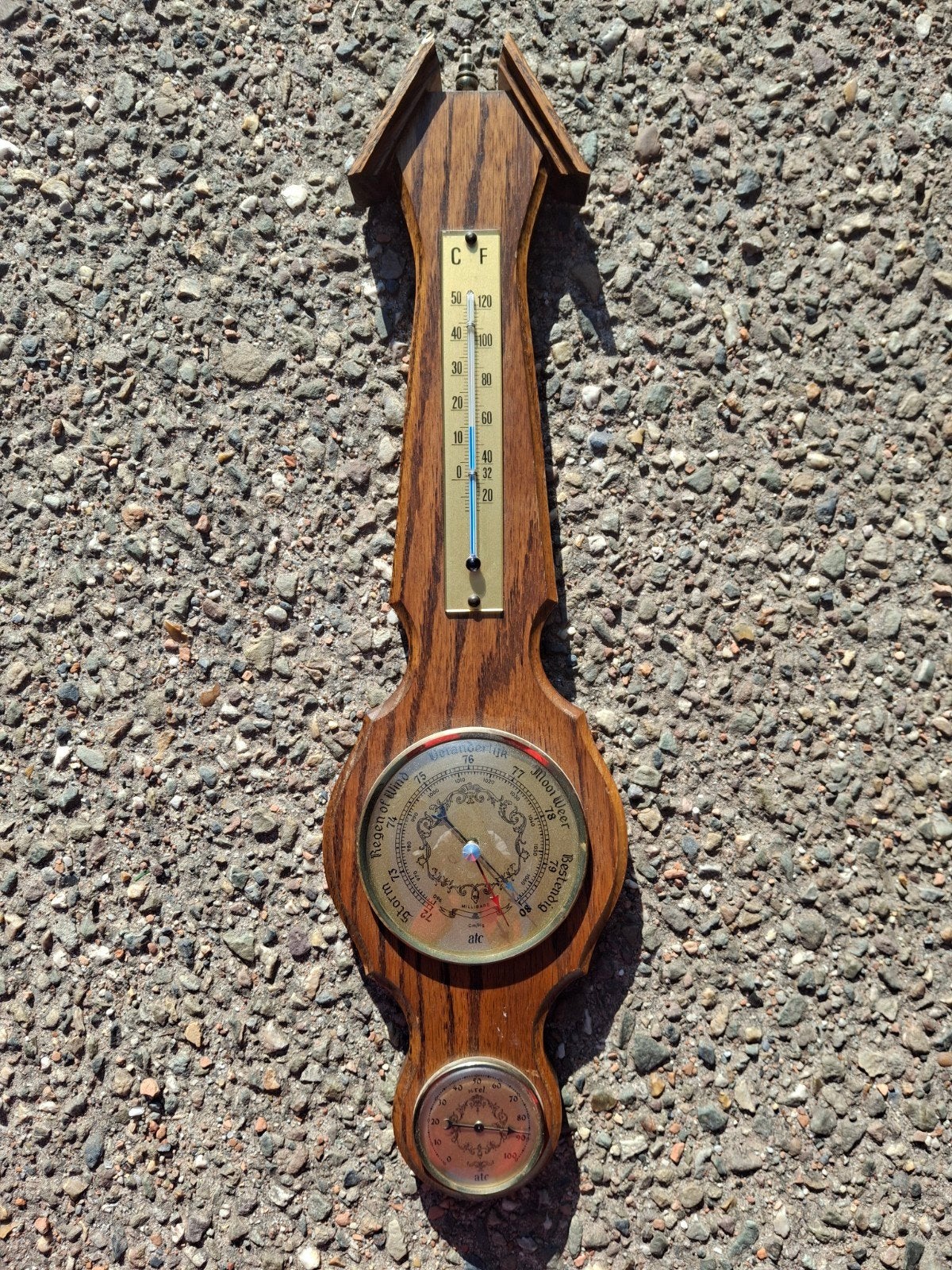 Houten Weerstation met Barometer, Thermometer, Hygrom ATC, Audio, Tv en Foto, Ophalen of Verzenden, Gebruikt, Weerstation