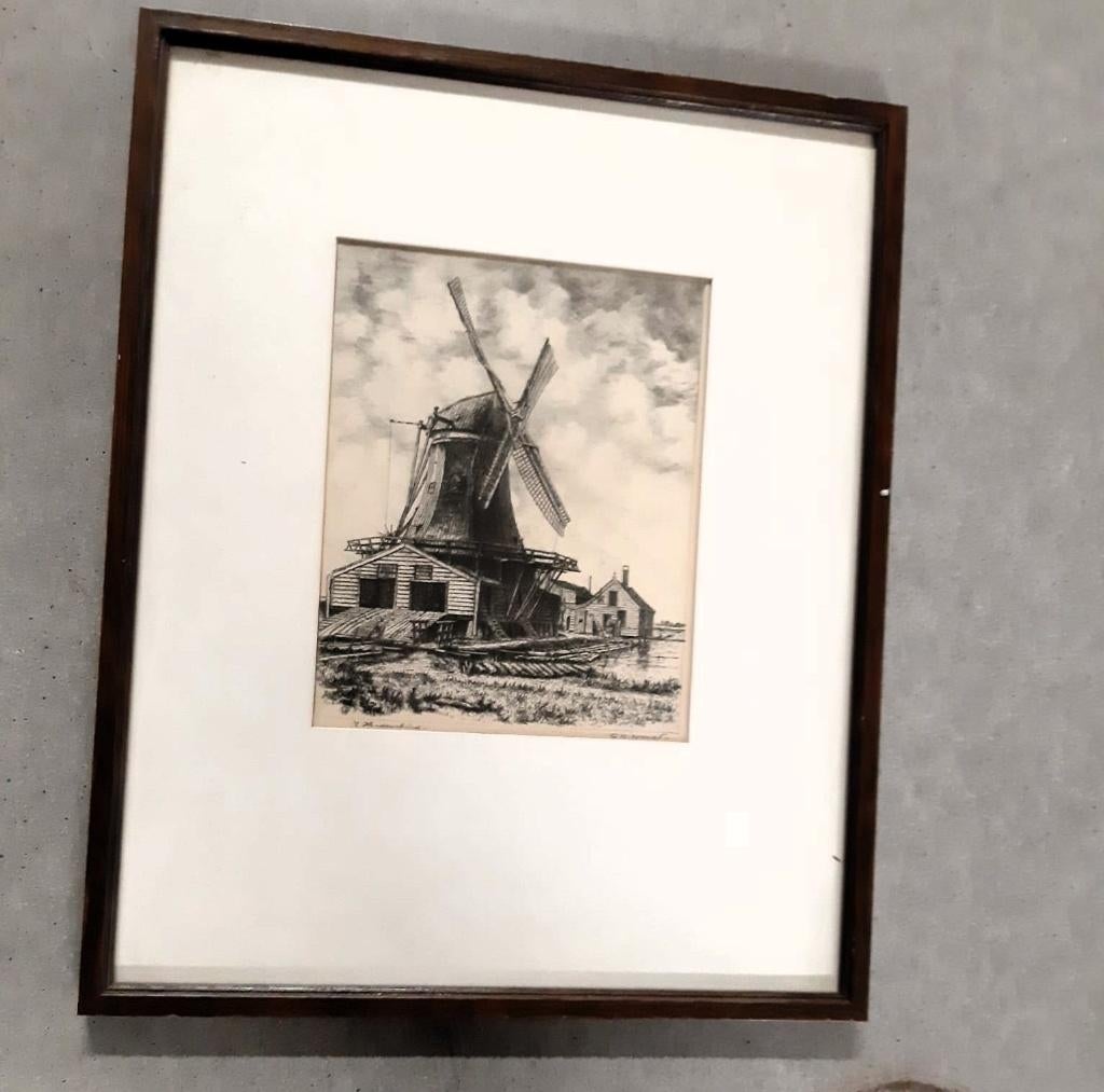 Reproductie Molen "Het Herderskind "in lijst 40 x 33 cm, Ophalen