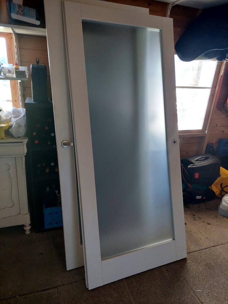 Twee opdek deuren met melkglas, Ophalen of Verzenden, Binnendeur, 200 tot 215 cm