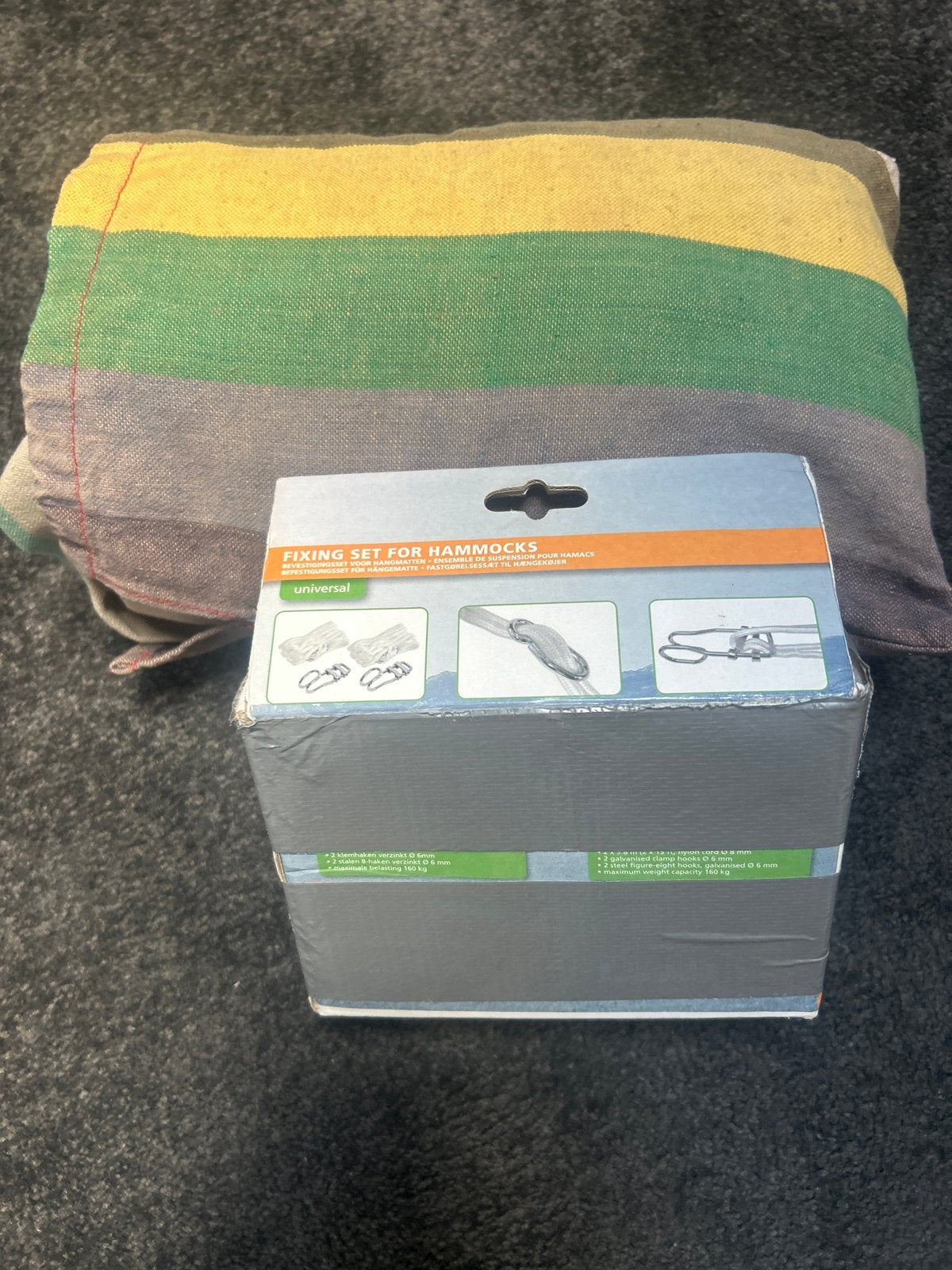 Hangmat met bevestigingsset - Zo goed als nieuw, Ophalen, Zo goed als nieuw, Eenpersoons, Binnen