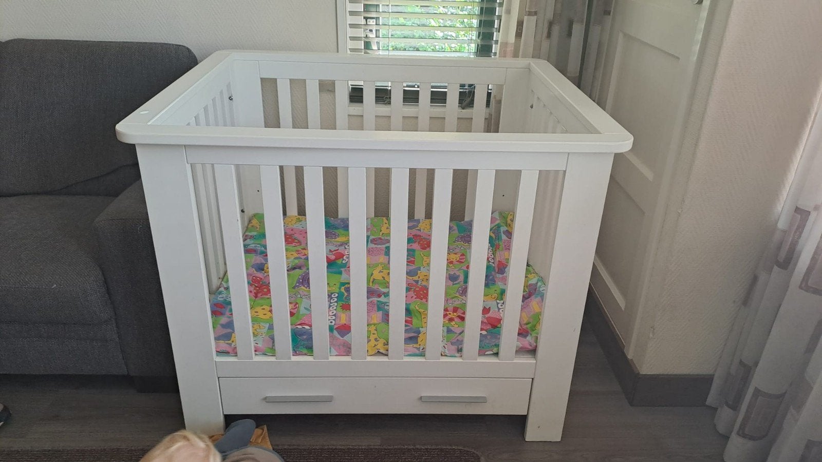 Witte Box 100x80 met lade, Ophalen, Gebruikt, Rechthoekig, In hoogte verstelbaar