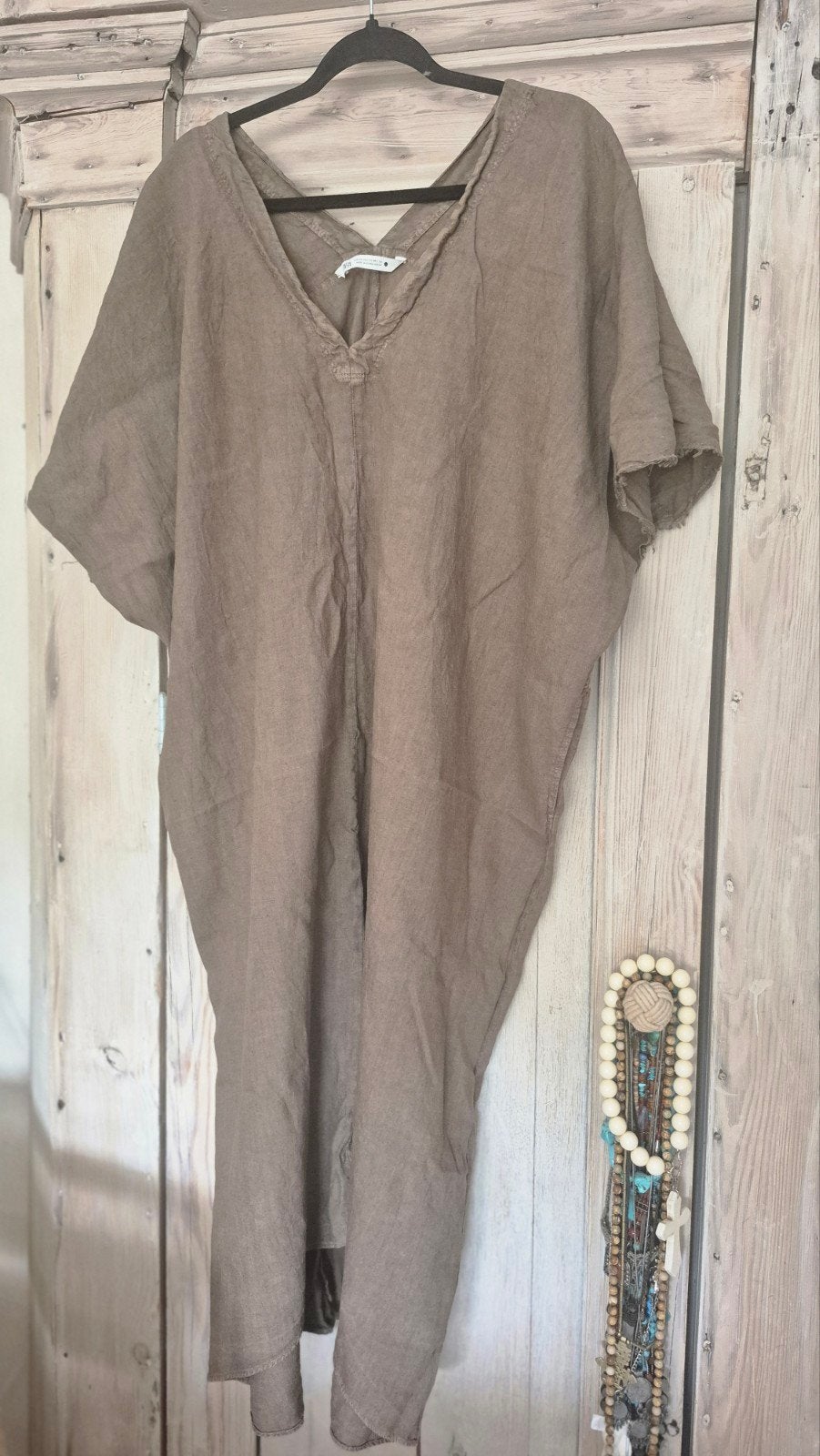Linnen kaftan bruin XXL - Slechts 1x gedragen, Kleding | Dames, Jurken, Bruin, Zara, Maat 46/48 (XL) of groter, Ophalen of Verzenden