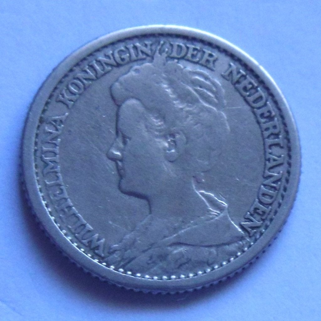 Nederland 25 cent 1910., Postzegels en Munten, Munten | Nederland, Verzenden, Zilver, 25 cent, Koningin Wilhelmina