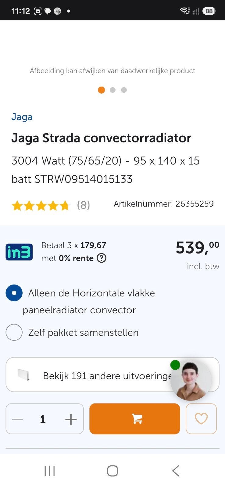 Jaga Strada Convectorradiator 3004 Watt - Nieuw, Ophalen, 30 tot 80 cm, Radiator, Nieuw