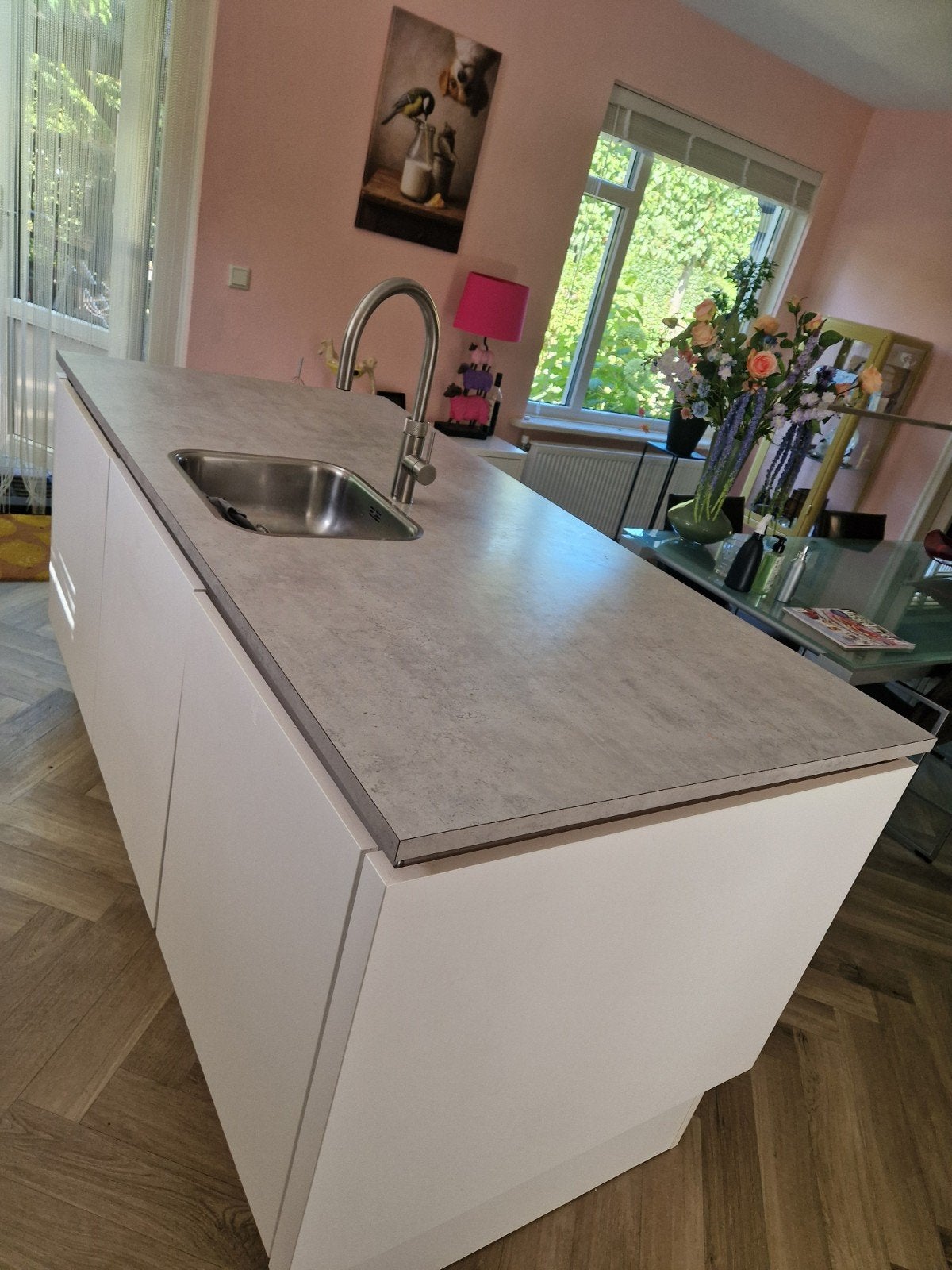 Kunststof aanrechtbladen  Modern grijs design, Huis en Inrichting, Ophalen, Gebruikt, Enkelwandige keuken, Kunststof